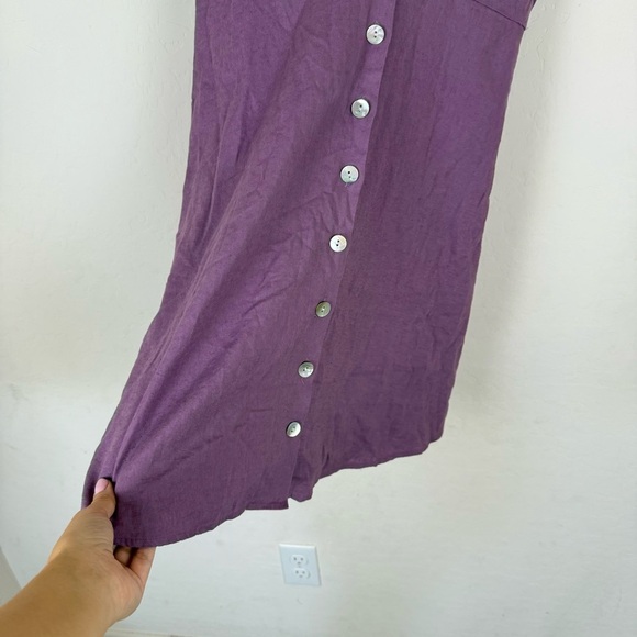 Madewell Kacie Mini Shirtdress Linen Blend Pearl Buttons in Antique Purple - Picture 8 of 11